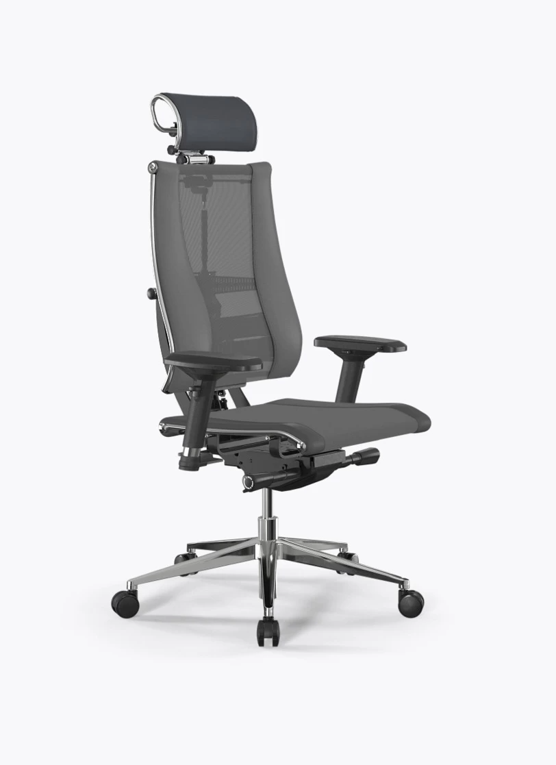 Кресло Метта Y 4D Triumph B2-14D/0995404 (сетка TS YM93 серая/экокожа Infinity Easy Clean темно-серая)